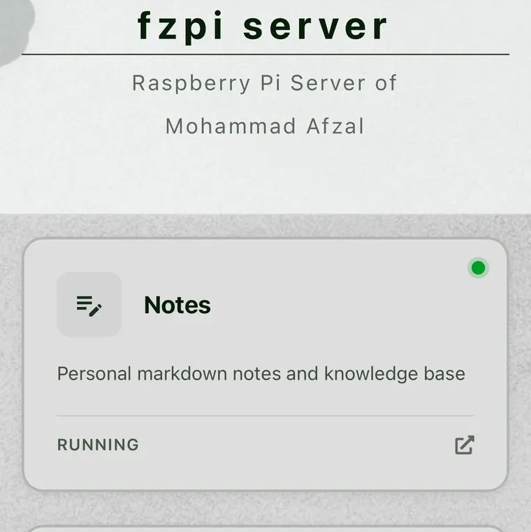 The fzlaunchpad mobile layout showing a service card in the single-column view.